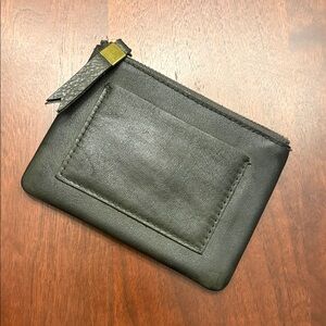 Madewell Olive real Leather Wallet with Zip Closure